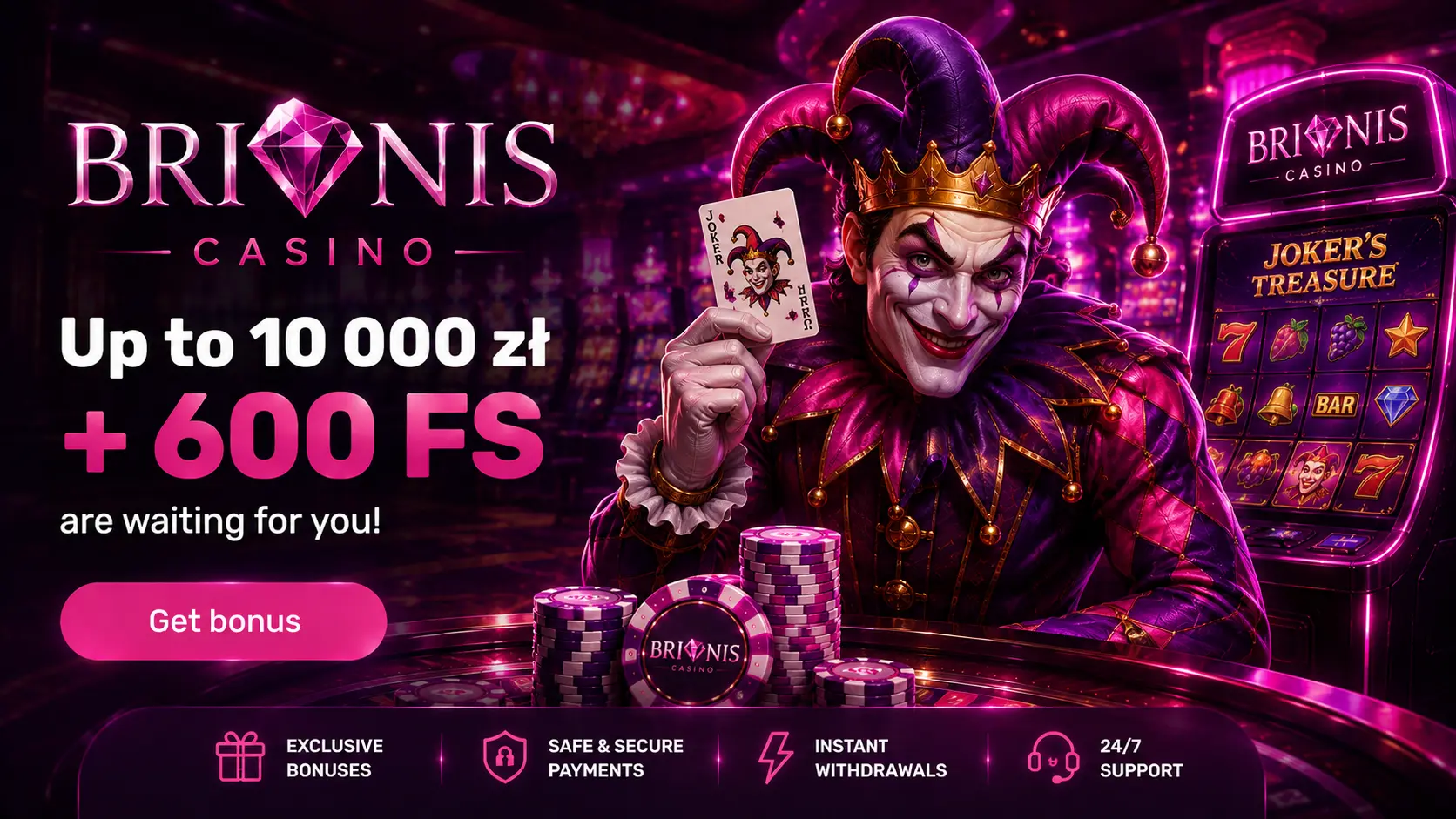 Brionis Casino — pakiet powitalny do 10 000 PLN + 225 FS
